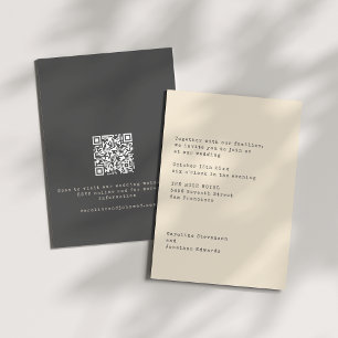 Minimalistische Crème Typemachine Huwelijks QR-cod Kaart