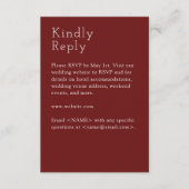 Minimalistische Crimson Rode bruiloft RSVP Kaartje (Voorkant)