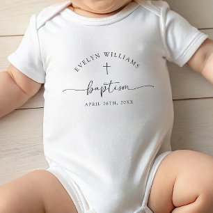 Minimalistische Cross gepersonaliseerde doop outfi Romper