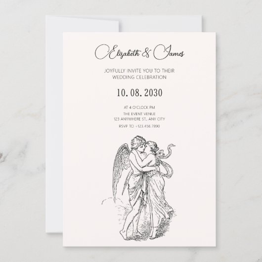 minimalistische Cupido paar bruiloft Kaart (Voorkant)