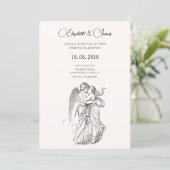 minimalistische Cupido paar bruiloft Kaart (Staand voorkant)