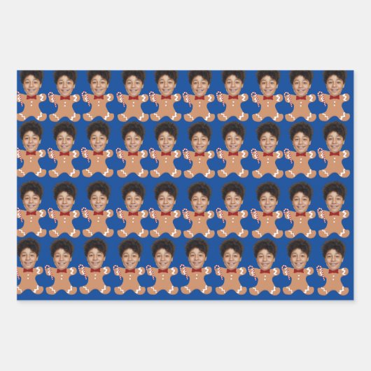 Minimalistische Custom Face Photo Gingerbread Xmas Inpakpapier Vel (Voorkant 3)
