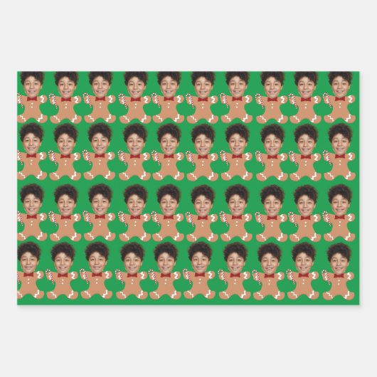 Minimalistische Custom Face Photo Gingerbread Xmas Inpakpapier Vel (Voorkant)