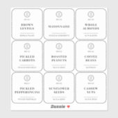 Minimalistische Custom Logo Pantry Management Labe Sticker (Vel)