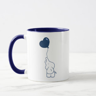 Minimalistische Cute Olifant Hart Ballon Kunst Mok