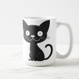 Minimalistische Cute Zwarte Kat Cartoon Kat Liefhe Koffiemok