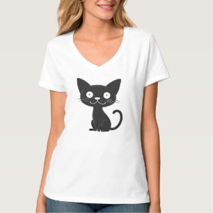Minimalistische Cute Zwarte Kat Cartoon Kat Liefhe T-shirt