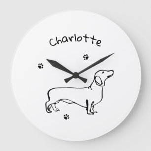 Minimalistische Dachshund Art - Jouw tekst, uw sti Grote Klok