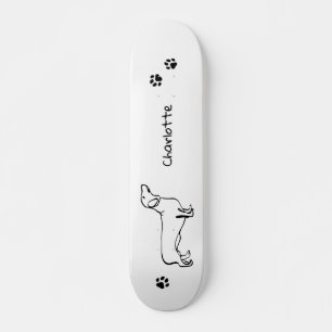 Minimalistische Dachshund Art - Jouw tekst, uw sti Skateboard