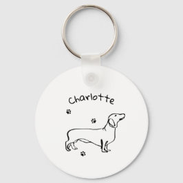 Minimalistische Dachshund Art - Jouw tekst, uw sti Sleutelhanger