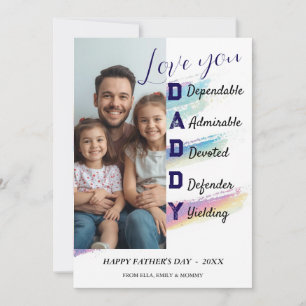 Minimalistische DADDY-foto-collage Gelukkige Vader Kaart