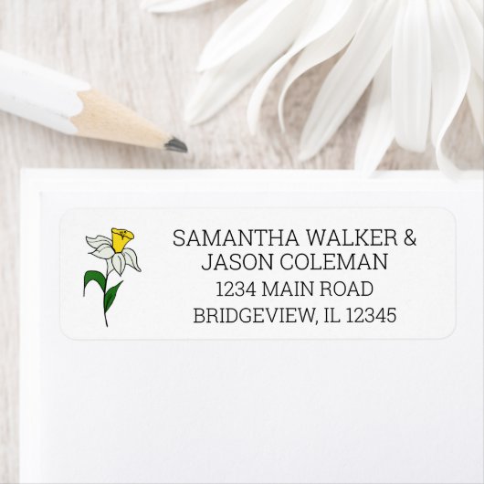 Minimalistische Daffodil Wedding Address Label (Insitu)