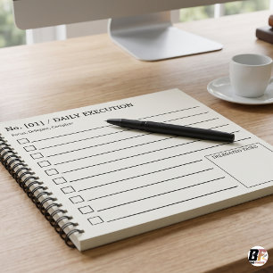 Minimalistische dagelijkse uitvoerings- takenlijst notitieblok