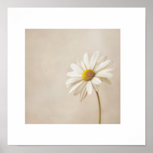 Minimalistische Daisy-bloemposter – Neutraal Beige Poster