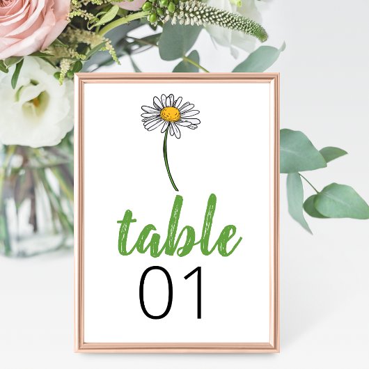 Minimalistische Daisy Trouwtafel Nummer Kaart