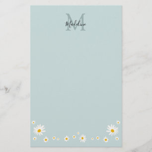 Minimalistische Daisy Turquoise Script Monogram Briefpapier