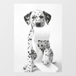 Minimalistische Dalmatiër Puppy met Toiletpapier Raamsticker