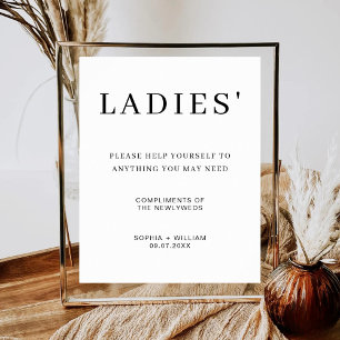 Minimalistische dames verfrissen de trouwbadkamer poster