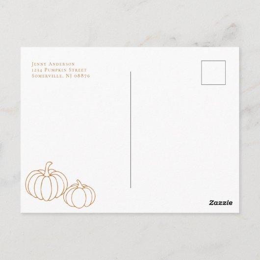 Minimalistische Dankbare Gezegende Pompoenen Herfs Briefkaart (Achterkant)