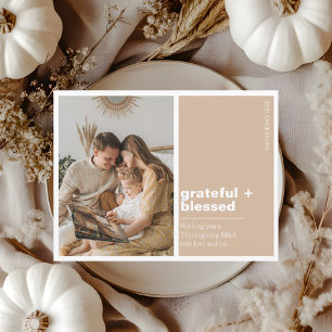 Minimalistische dankbare + gezegende Thanksgiving Briefkaart