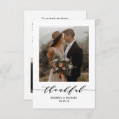 Minimalistische dankbare script bruiloft bedankkaart (Voorkant / Achterkant)