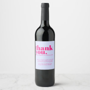 Minimalistische Dankjewel eenvoudig elegant Lila R Wijn Etiket