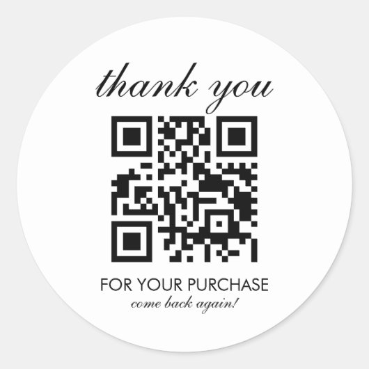 Minimalistische Dankjewel QR-code Script Ronde Sticker (Voorkant)