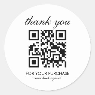 Minimalistische Dankjewel QR-code Script Ronde Sticker