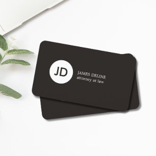 Minimalistische Dark Gray White Monogram Attorney Visitekaartje