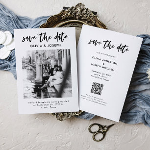 Minimalistische datum opslaan met Casual fotoscrip Save The Date