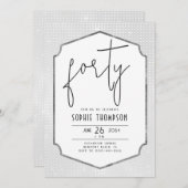 Minimalistische Deco Zwart Wit Sequins 40e verjaar Kaart (Voorkant / Achterkant)