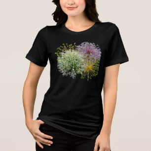 Minimalistische decoratieve knoflook bloemcollage Tri-Blend shirt