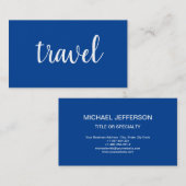 Minimalistische Deep Blue Modern Plain Travel Agen Visitekaartje (Voorkant / Achterkant)