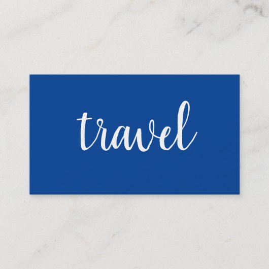 Minimalistische Deep Blue Modern Plain Travel Agen Visitekaartje (Voorkant)