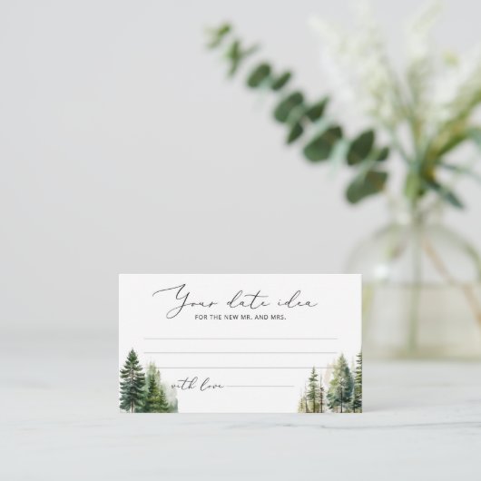 Minimalistische dennenbomen Date night ideeën. Dat Informatiekaartje (Staand voorkant)