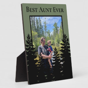 Minimalistische dennenboom silhouet personaliseren fotoplaat