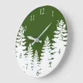 Minimalistische dennenboom silhouet personaliseren grote klok (Hoek)