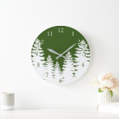 Minimalistische dennenboom silhouet personaliseren grote klok (Huis)
