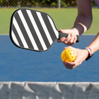 Minimalistische diagonale witte strepen Zwarte Mon Pickleball Paddle