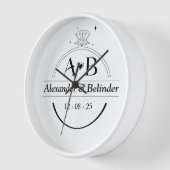 Minimalistische Diamanten ring monogram Muurklok (Hoek)