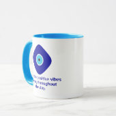Minimalistische Diamond Blue Evil Eye Positieve Vi Mok (Voorkant links)