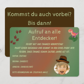 Minimalistische Dinosaurus Uitnodiging – Verjaarda