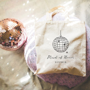 Minimalistische Disco Ball Maid of Honor Bruiloft  Tote Bag