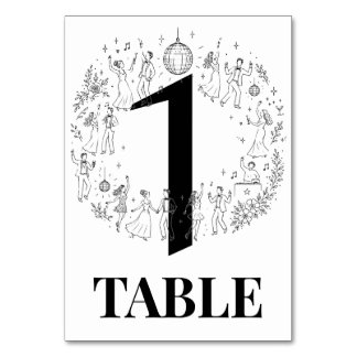 Minimalistische Disco Party Trouwtafel Nummers Kaart