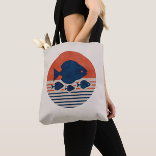 Minimalistische Discus & Tetras Mid-Century Kunst Draagtas