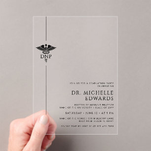 Minimalistische DNP Doctor of Nursing Practice Afg Acryl Uitnodigingen