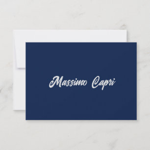 Minimalistische Donkerblauwe Elegante Eigen Naam V Bedankkaart