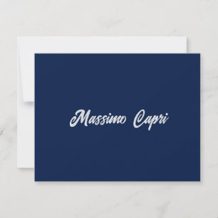 Minimalistische Donkerblauwe Elegante Eigen Naam V Notitiekaartje
