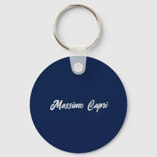 Minimalistische Donkerblauwe Elegante Eigen Naam V Sleutelhanger