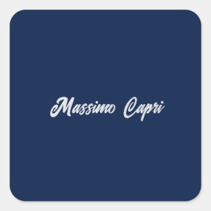 Minimalistische Donkerblauwe Elegante Eigen Naam V Vierkante Sticker
